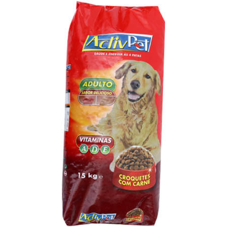 Ração seca para cão de croquetes com carne 15kg - Supermercado - Animais