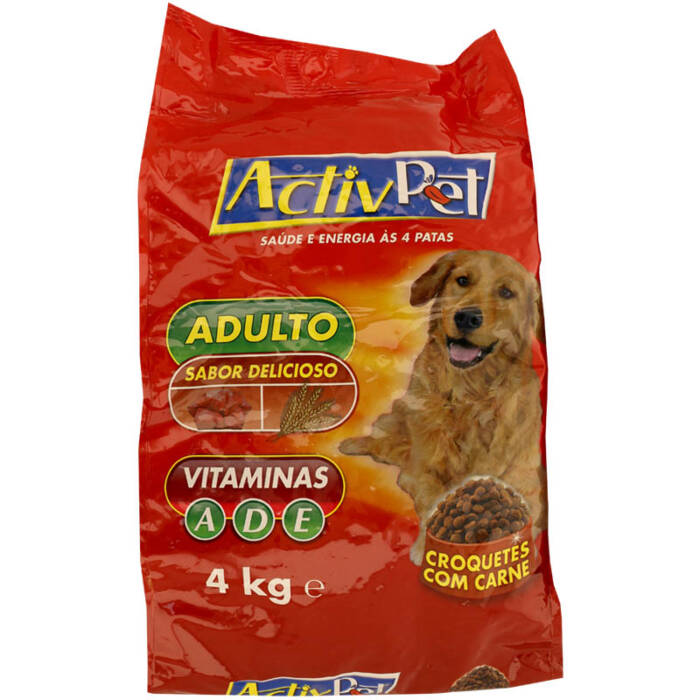 Ração seca para cão de croquetes com carne 4kg - Supermercado - Animais