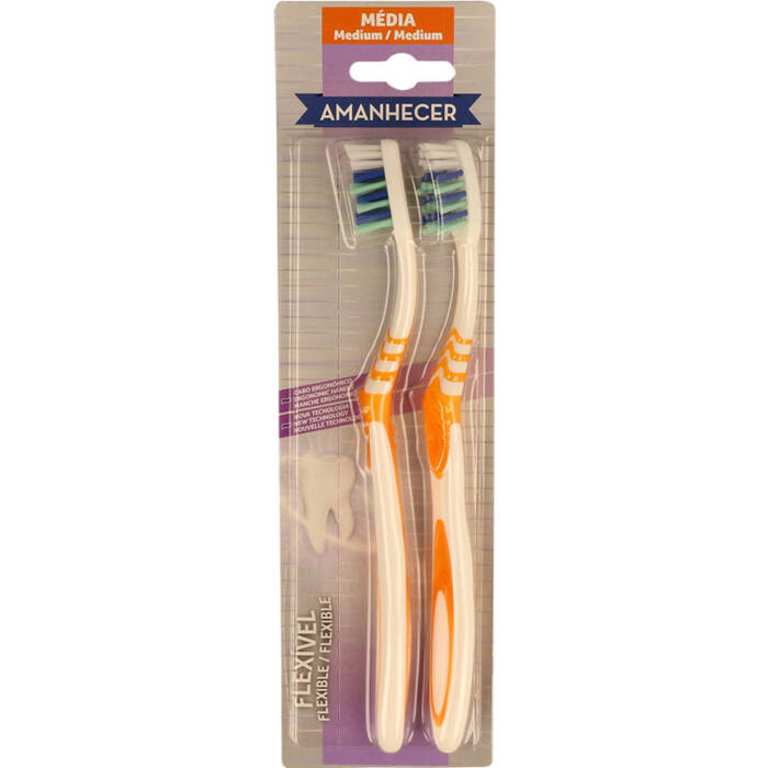 Escova de Dentes Amanhecer Flexível Médio 2un - Supermercado - Higiene e beleza