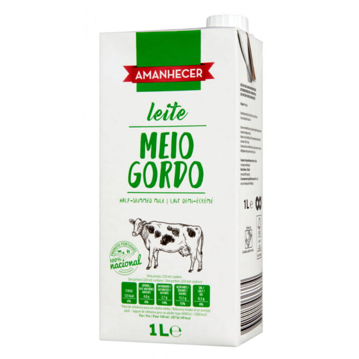 Leite UHT Meio Gordo Amanhecer - Supermercado - Lacticinios
