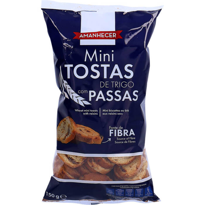 Mini Tostas de Trigo com Passas Amanhecer - Supermercado - Bolachas