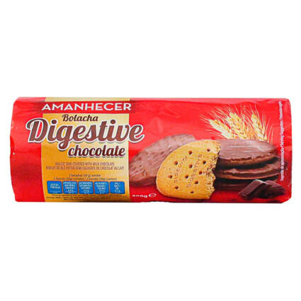 Bolacha Digestive cobertas chocolate amanhecer 300gr cx c/24unid - Supermercado - Mercearia