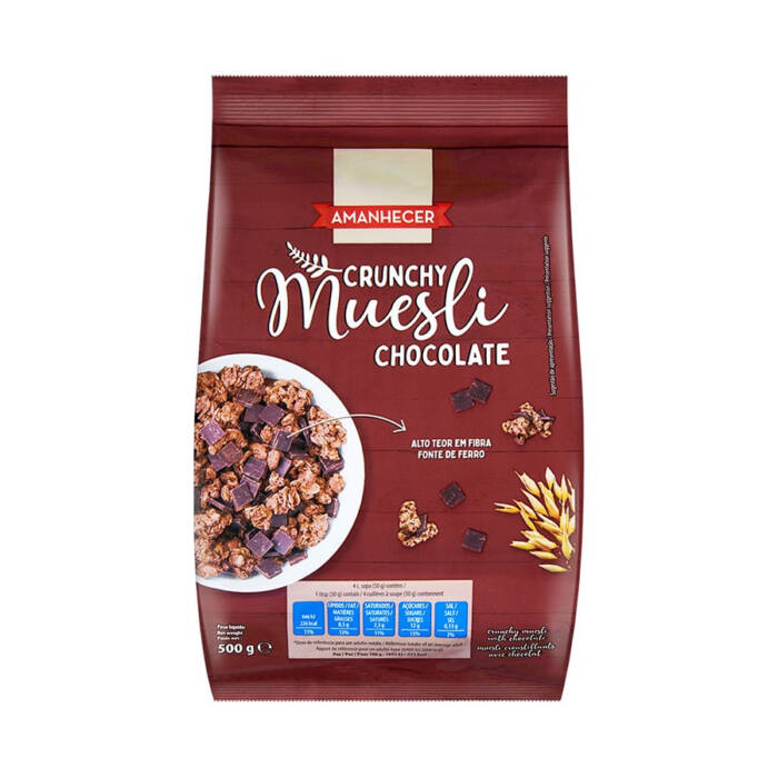 Cereais crunch muesli amanhecer chocolate 500gr cx c/10unid - Supermercado - Mercearia