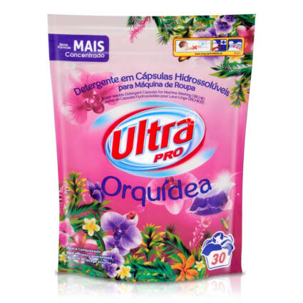 Detergente Máquina da Roupa Cápsulas Ultra Pro Orquidea 30D cx c/4und - Supermercado - Cuidar da casa