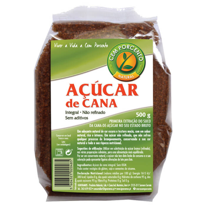 Açúcar cana integral cem porcento 500gr cx c/12und - Supermercado - Mercearia